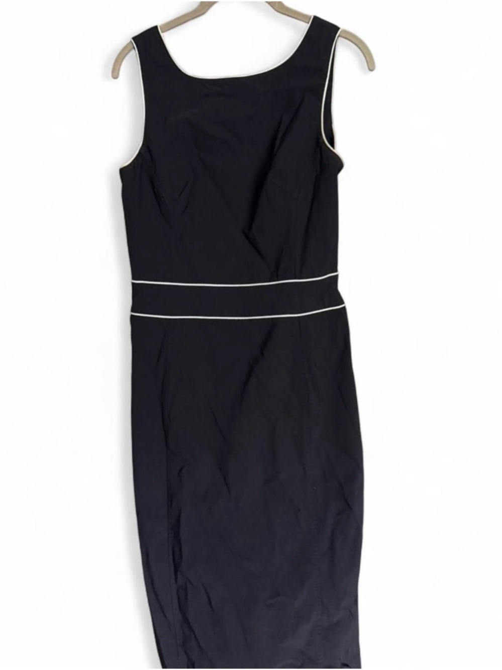 Express Black Midi Sheath Dress with White Piping